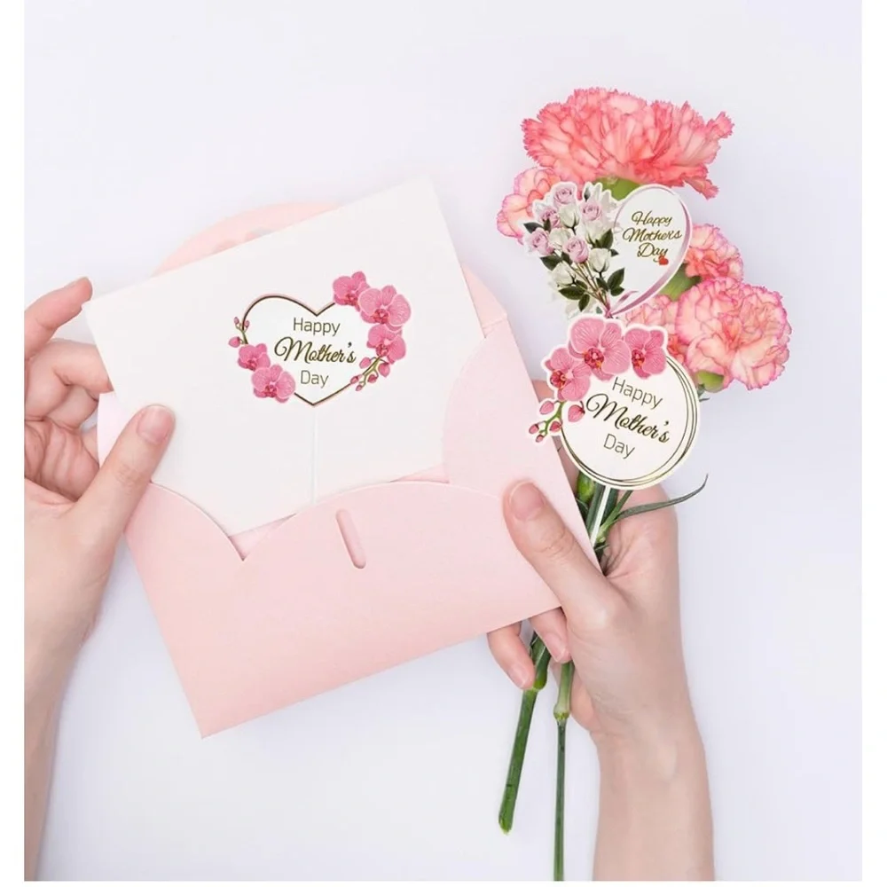 Charming Pink Floral Mother's Day Cake Topper Set